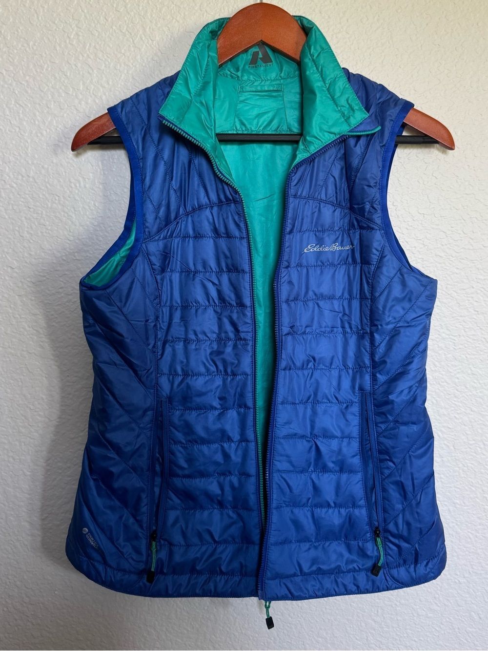 Eddie Bauer First Ascent Reversible Winter Fall Blue Teal Puffer Vest XS